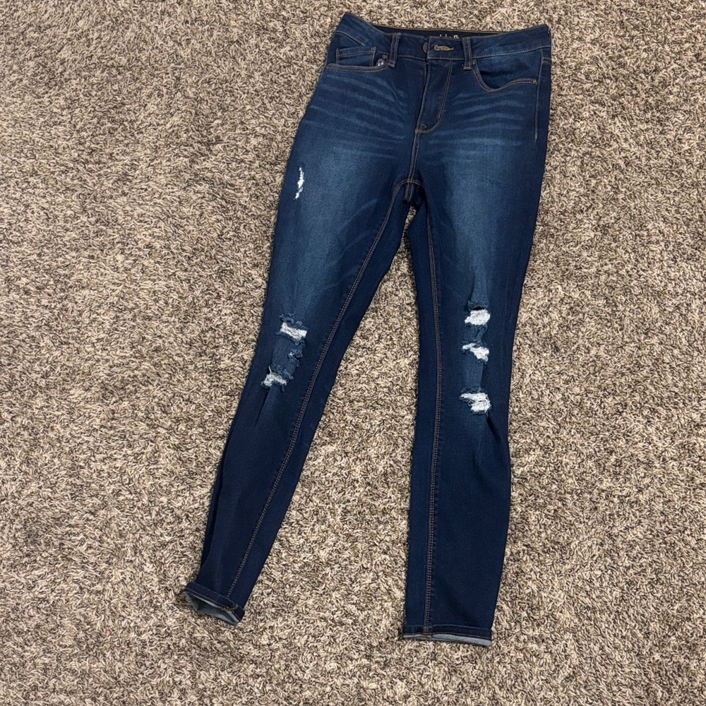 Vigoss Dark Blue Ripped Skinny Jeans